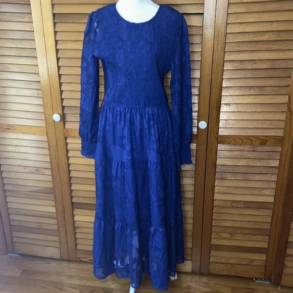 NWT Gorgeous Royal Blue Lace Floral Overlay Maxi Dress Size Large - Picture 4 of 15
